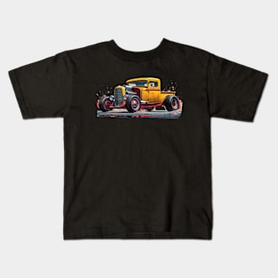 Yellow Hot Rod Truck Custom Classic Truck Retro Style Hot Rod Kids T-Shirt